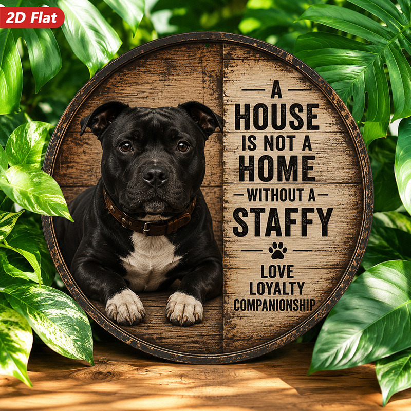 TEMU 2d Flat, 1pc Dog Quotes Round Metal Sign Wall Art, A House Is Not A Home Without A , Home Decor, Black Portrait, Ideal For Living Room,