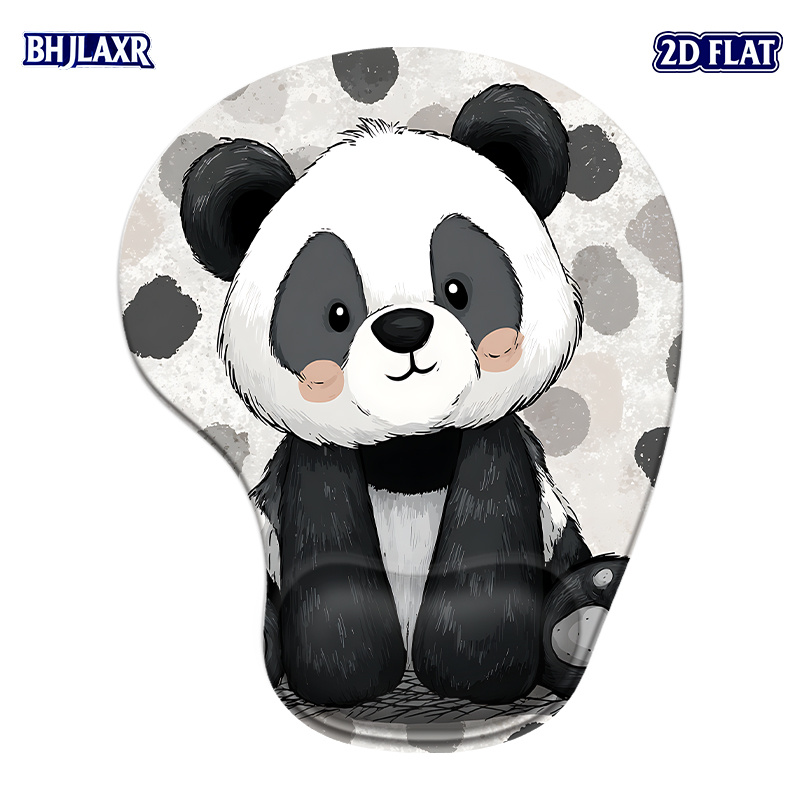 TEMU 1pc 2d Flat Cute Cartoon Panda Silicone Wrist Rest Mouse Pad 8.98 X 7.56 Inches, Soft Supportive Ergonomic Mousepad For Office Home, Adorable