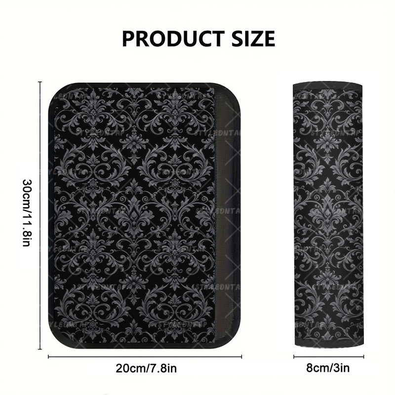 TEMU 2pcs, Gray European Pattern Seat Belt Cover Car Safety Belt Shoulder Pad, Versatile For Backpacks And More, Multifunctional Comfortable Durable