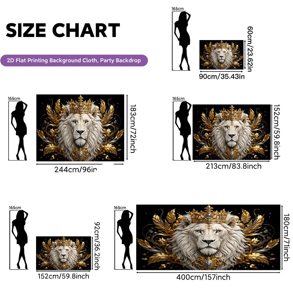 TEMU 2d Flat, 1pc Themed Backdrop Banner With Lion Wall Tapestry - Suitable For Home Decor, Party Decorations,, Wedding, - Lion Crown Banner For