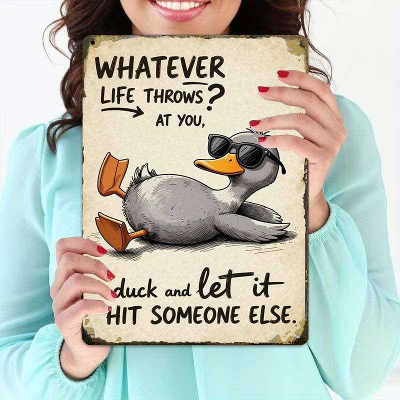 TEMU 2d Flat, 2d-flat,1pc,cool Duck Motivational Poster,creative Tin Sign Garage Decoration, Lettering, Highquality Print, Home Decorators, 2d Flat,