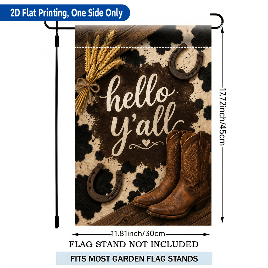 TEMU 2d Flat, 2d Flat Printing Garden Flag 1pc, Western Cowboy Single Sided Pringing Garden Flag, Polyester, Holiday Yard Banner, For Outdoor Home,