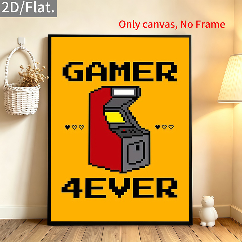 Peinture sur toile sans cadre représentant une borne d'arcade - Affiche rétro pour gamers