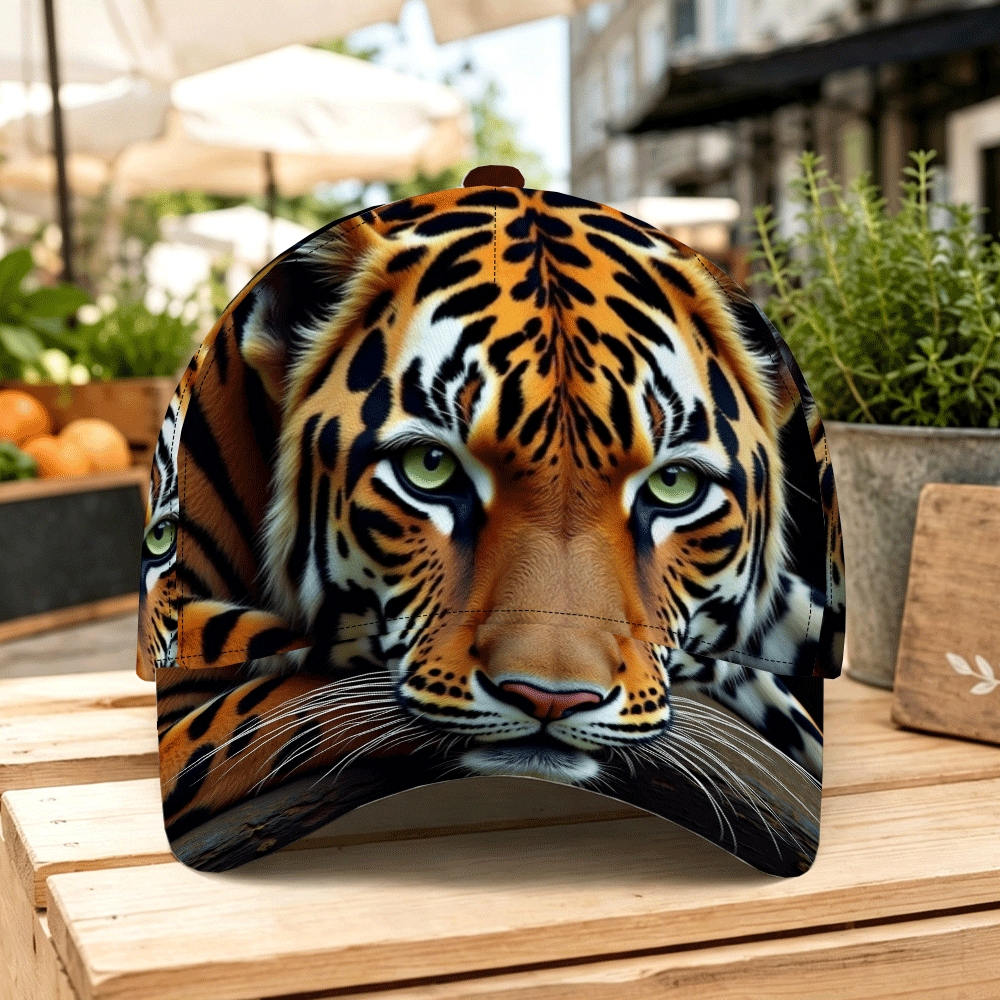TEMU 1pc, Realistic Style Tiger 2d Flat Pattern Printed Baseball , Fashionable Trendy Versatile Sunshade Hat, , Lightweight, Ventilated, Breathable,