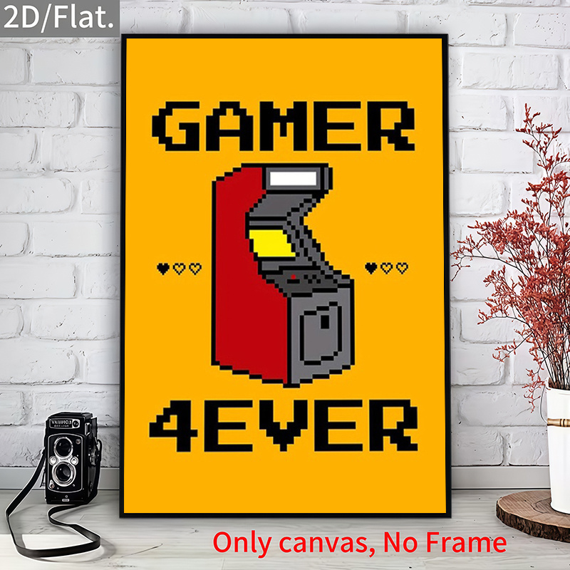 Peinture sur toile sans cadre représentant une borne d'arcade - Affiche rétro pour gamers