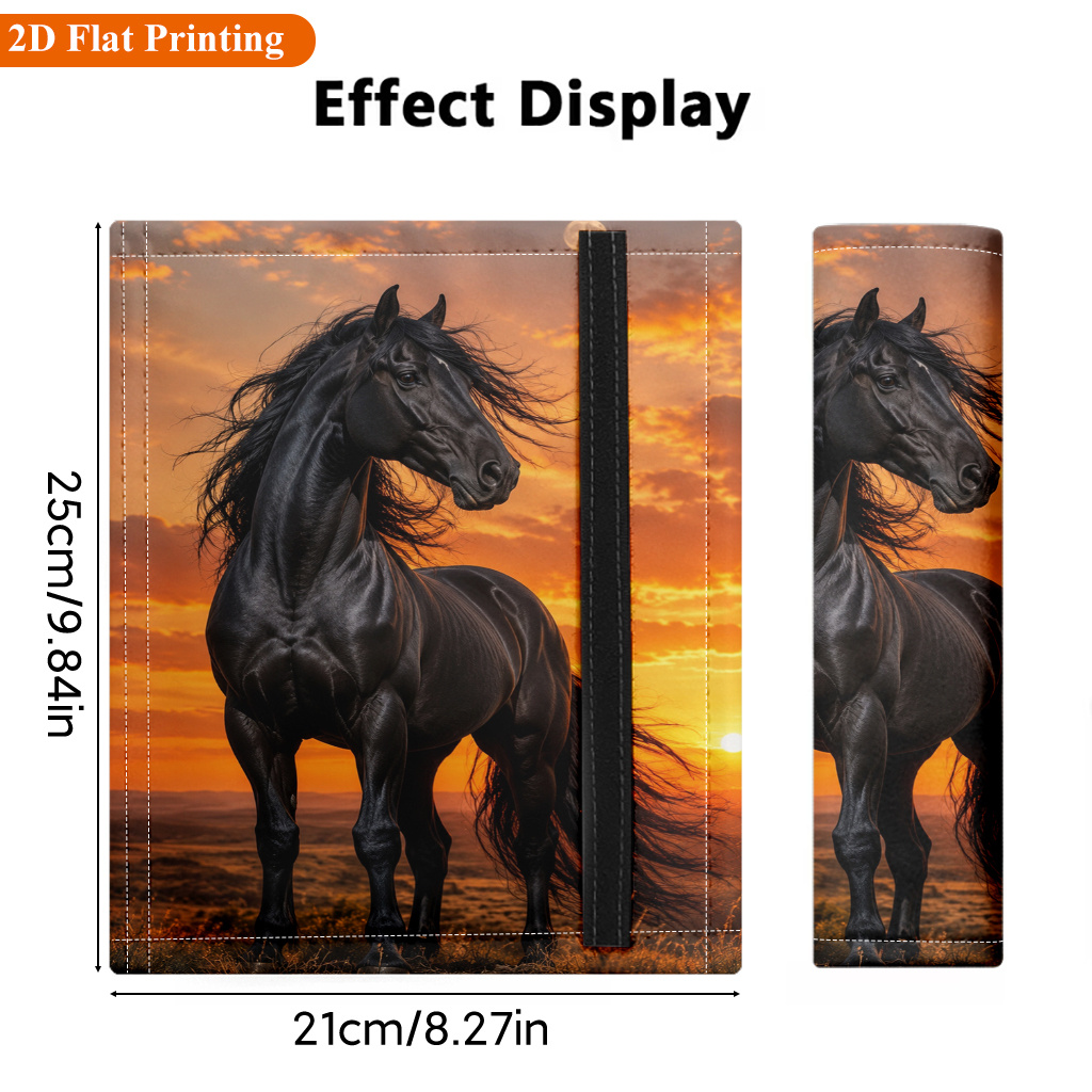 TEMU Car Seat Belt Cover 1pc, Horse Sunset Seat Belt Cover, Comfortable Polyester Shoulder Pad, Decoration Accessory, , Durable And Wear-resistant,