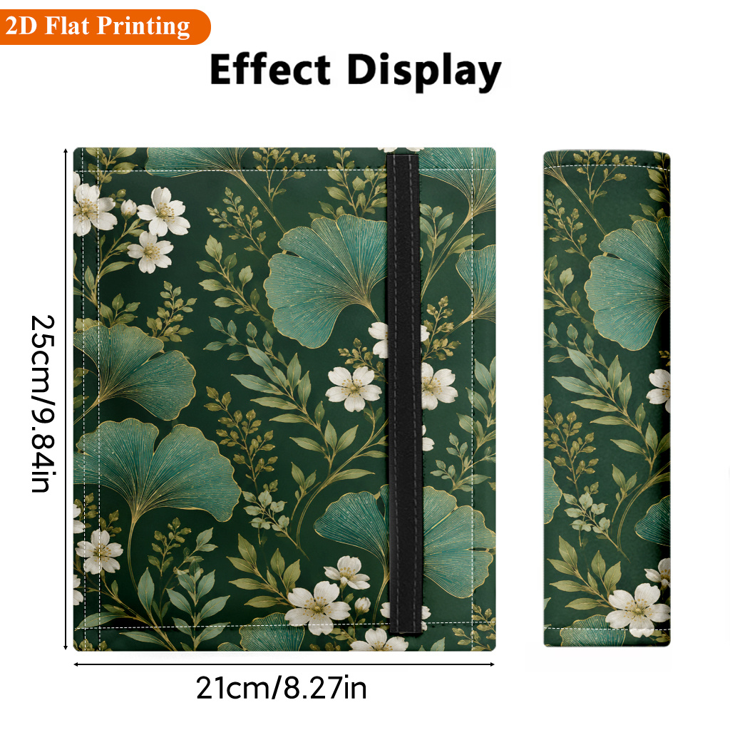 TEMU Car Seat Belt Cover 1pc, Floral Elements With Green Leaves Seat Belt Cover, Comfortable Polyester Shoulder Pad, Decoration Accessory, , Durable