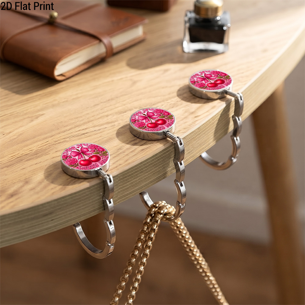 Cute Pink Heart Bow Pattern Foldable Purse Hook