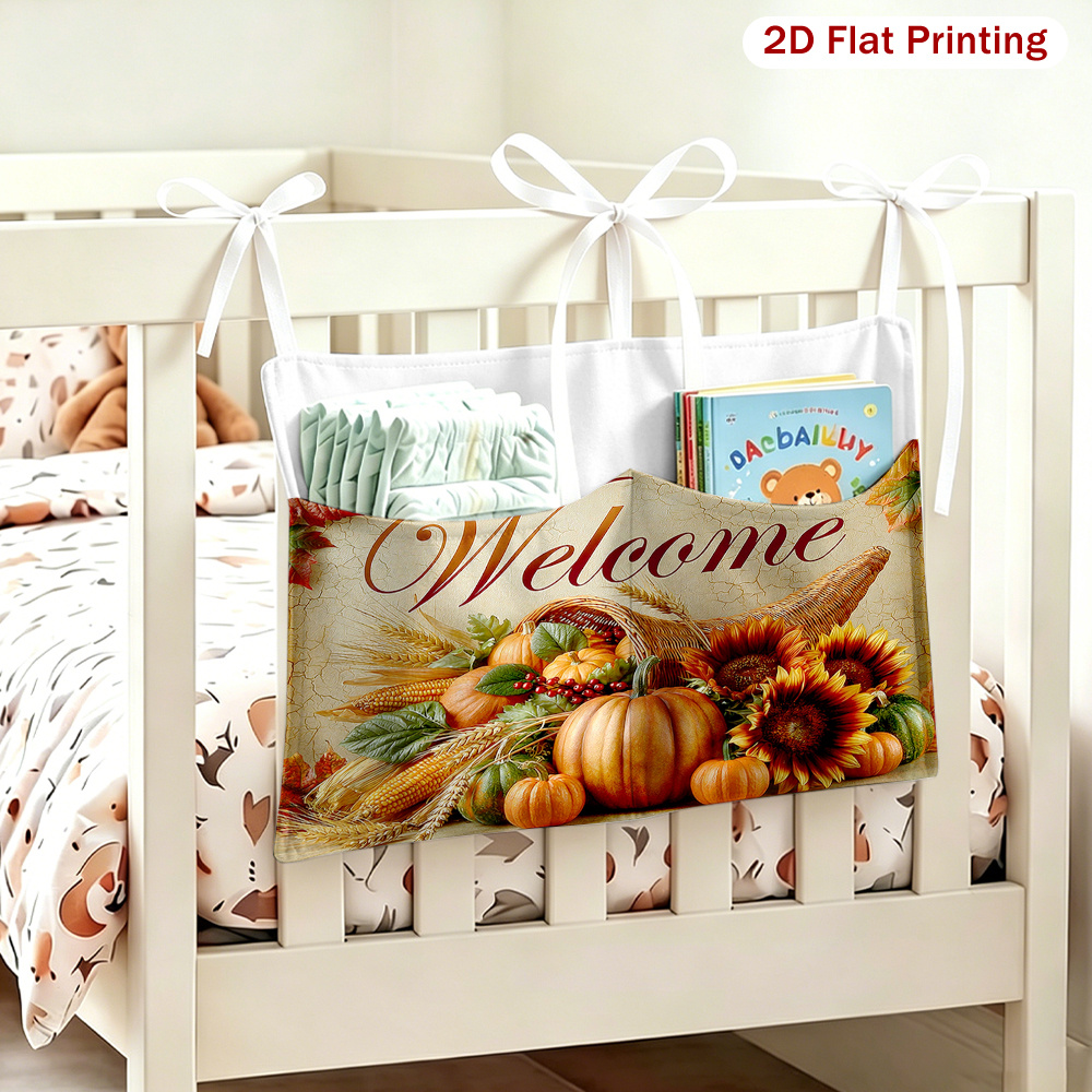 2D Flat Autumn Harvest Cornucopia Pattern Multifunctional Stroller Hanging Bag