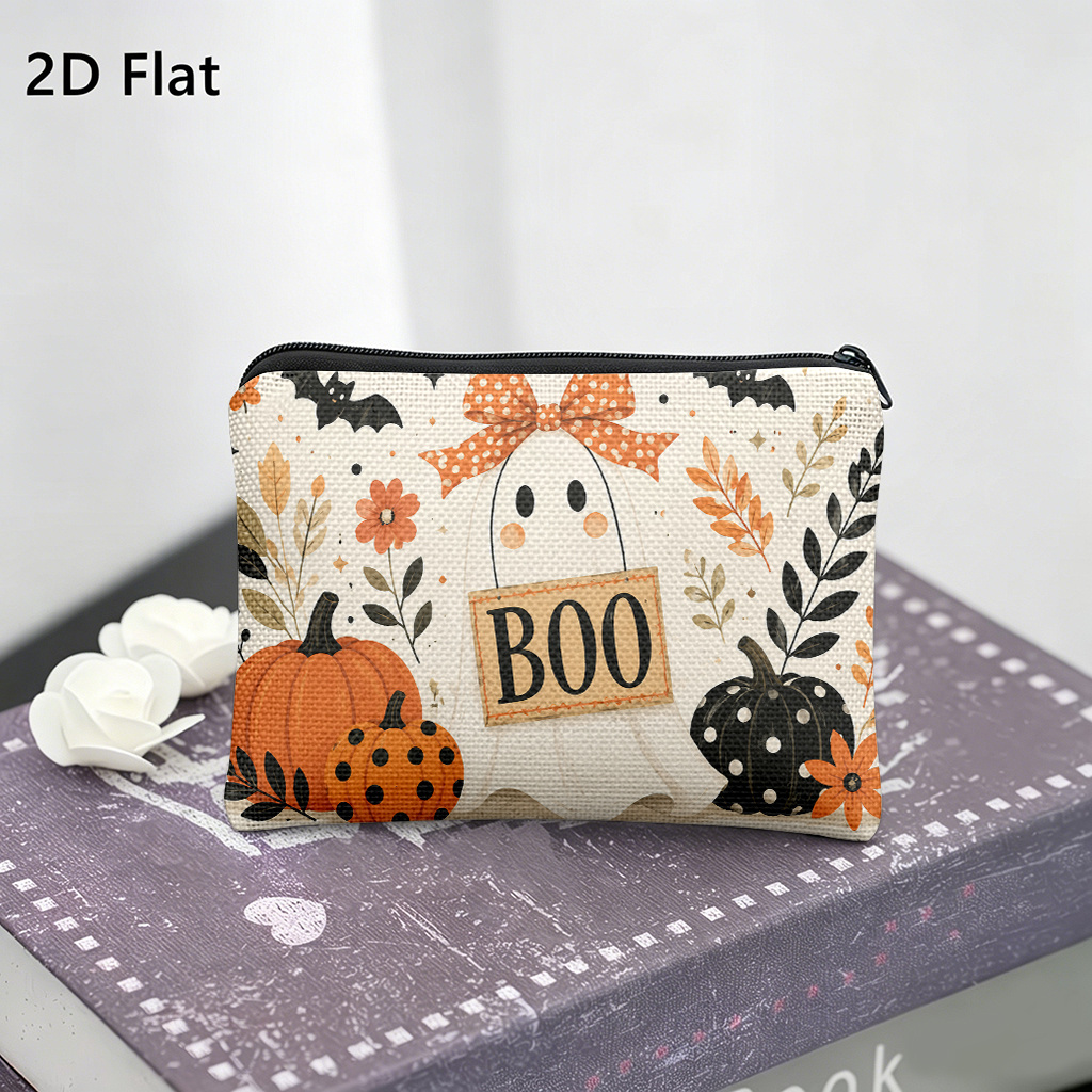 TEMU 1pc Coin Purse, Halloween Pumpkin Design, Lightweight Women's Clutch With Zipper, Ideal For Storing Cash, Keys, Cards, Lipstick, Earphones, And