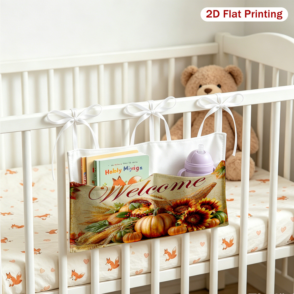 2D Flat Autumn Harvest Cornucopia Pattern Multifunctional Stroller Hanging Bag