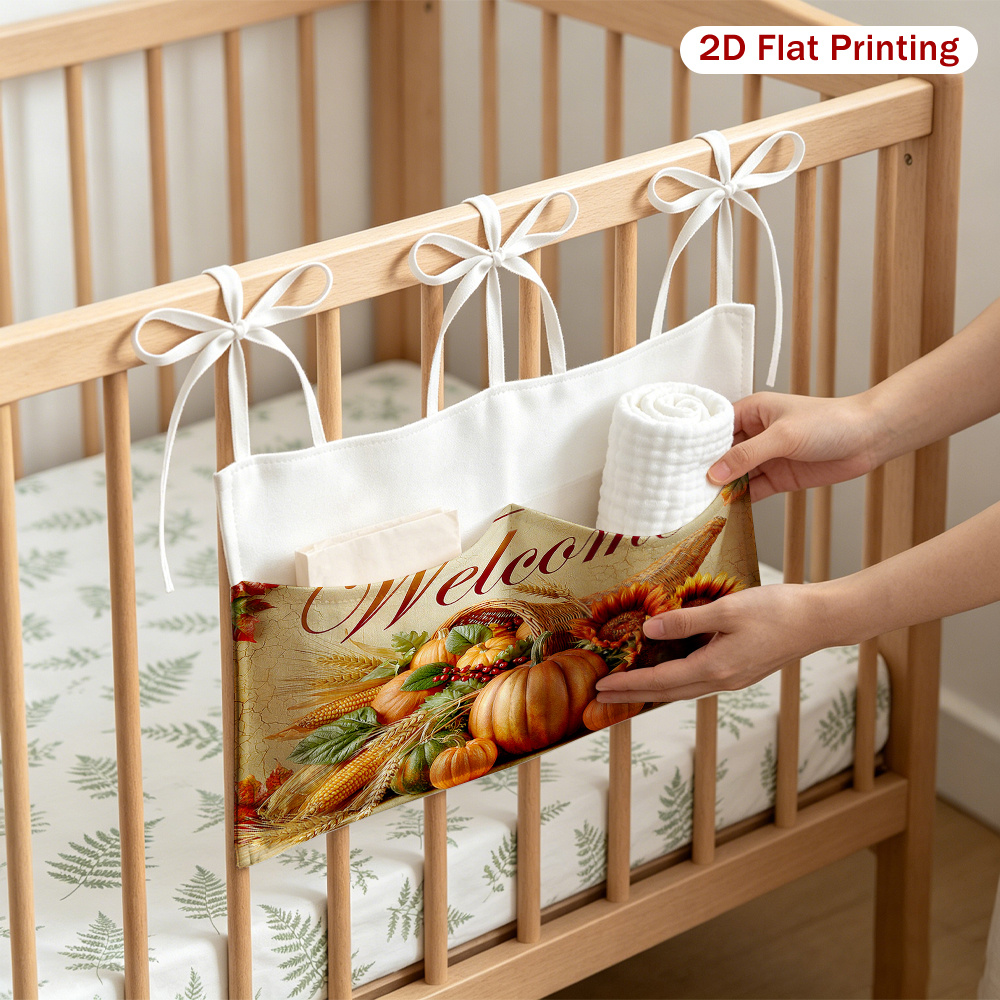 2D Flat Autumn Harvest Cornucopia Pattern Multifunctional Stroller Hanging Bag