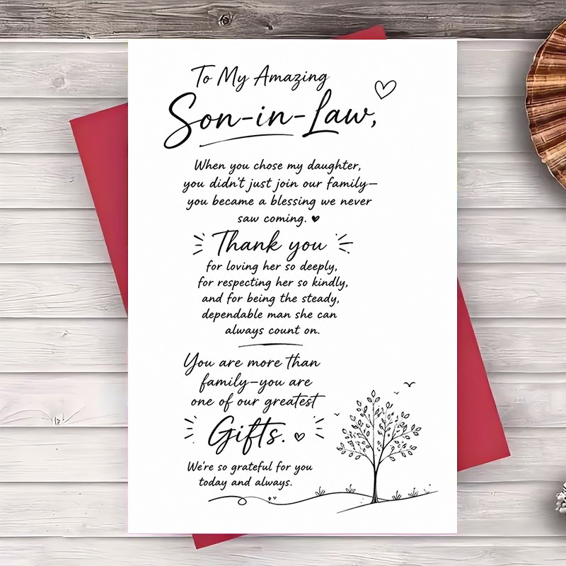 TEMU 1 Envelope And 1 Greeting Cardgreeting Card For Son In Law Appreciation Gift From Parents For Birthday Anniversary Or Wedding Daygreeting Card