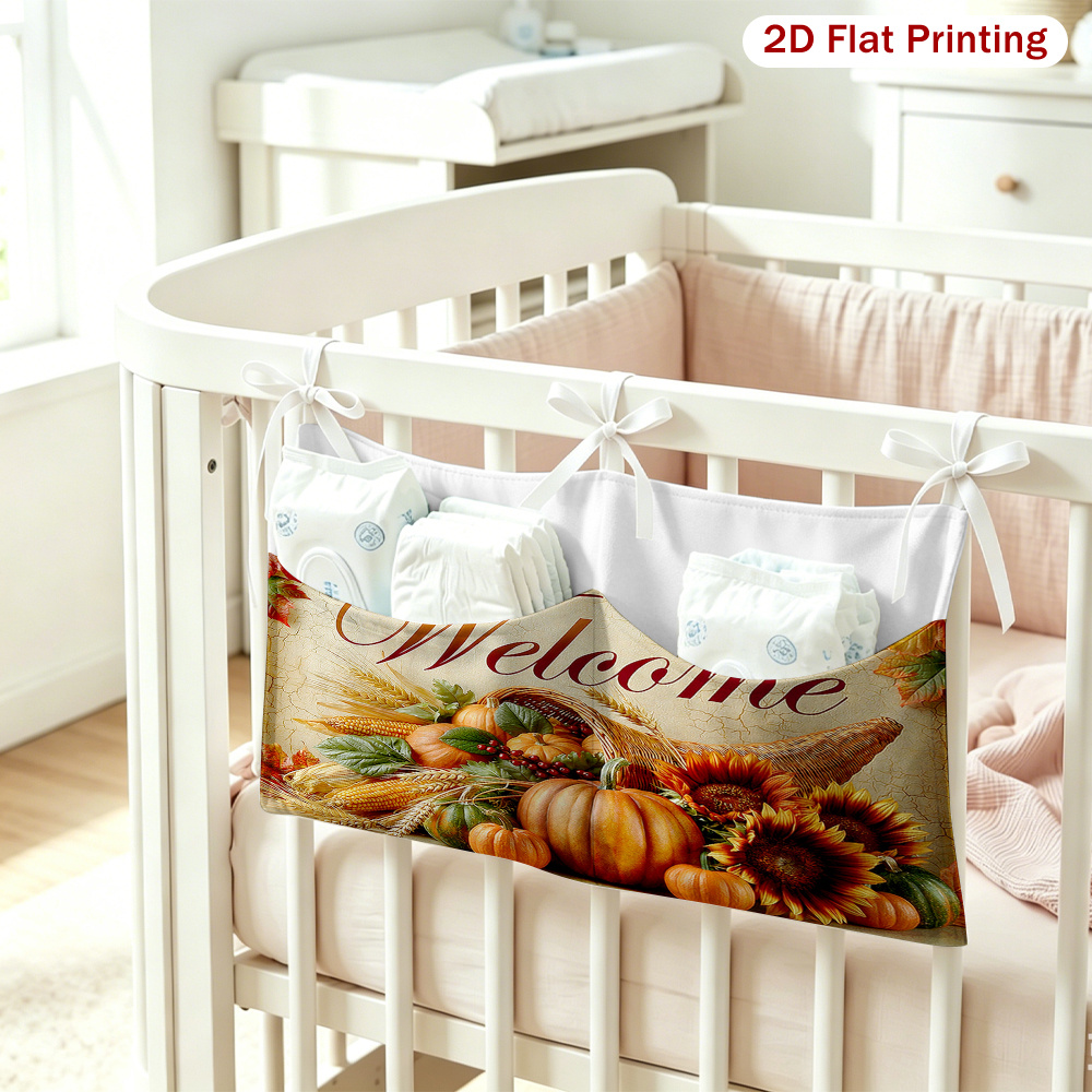 2D Flat Autumn Harvest Cornucopia Pattern Multifunctional Stroller Hanging Bag