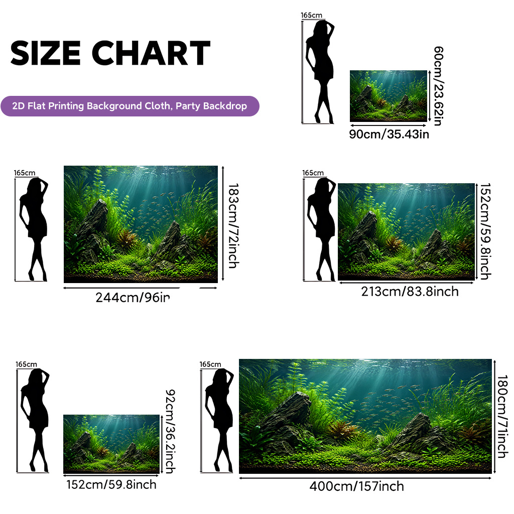 TEMU 2d Flat, 1pc Underwater Themed Aquarium Backdrop Banner - Suitable For Home Decor, Birthday Parties, Photo Background With Swimming Fish &