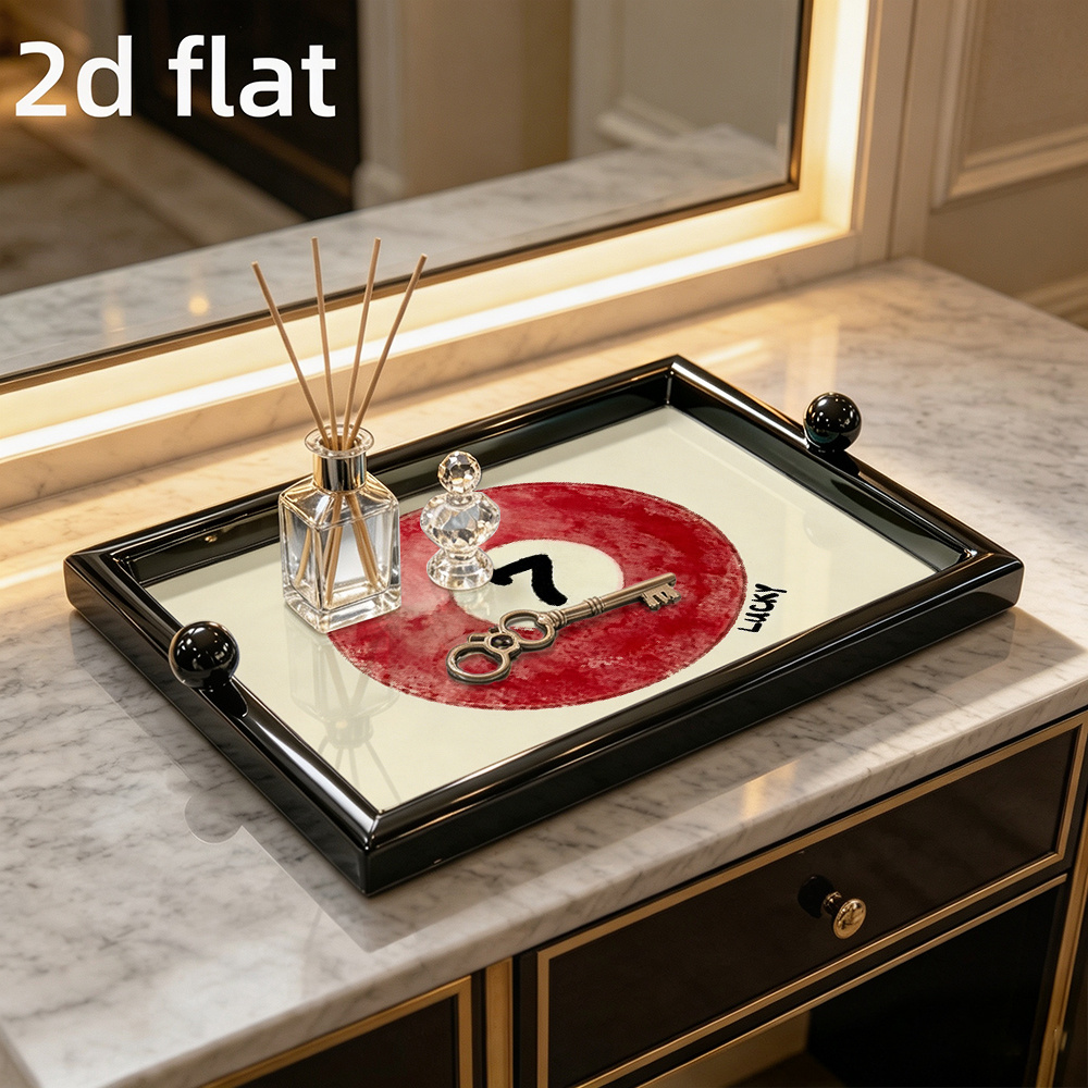 TEMU Decorative Trays 1pc Glass Printed Billiard Ball Pattern Decorative Tray, Aromatherapy Tray, Jewelry Tray, Ornament Tray, Key Tray, Suitable For
