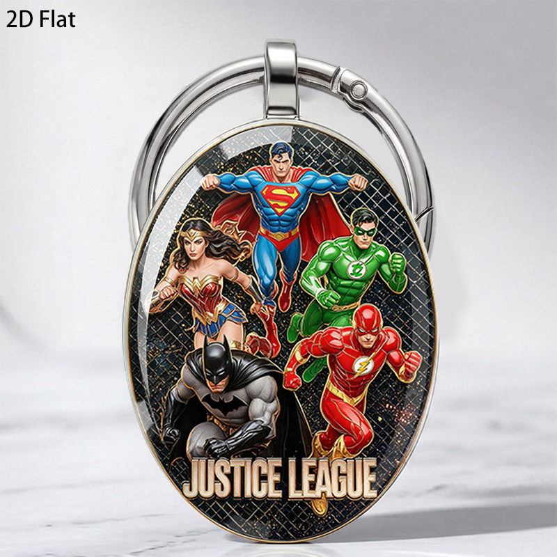 TEMU Llavero 2D, 1 pieza, estilo en relieve de de la Justicia, de , de Superman, Batman y 5 superhéroes clásicos de DC, que el encanto de los