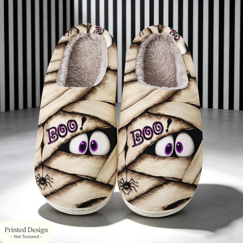 TEMU Bandage Spider Boo Slogan Women's Fashion Printed Home Slippers, Unisex Couple, Elegant French Style Gift, Comfortable And Soft, Ideal For