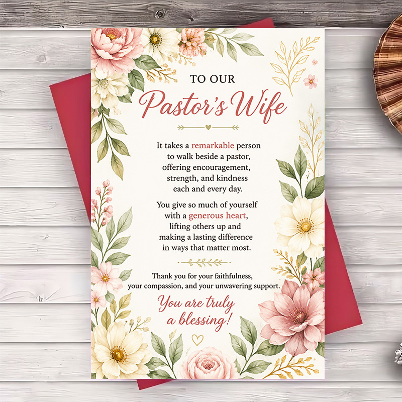 TEMU 1pc, Warm Greeting Card With Envelope Floral Appreciation Greeting Card For Pastor Wife Thank You Gift For Church And Religious Occasion Perfect