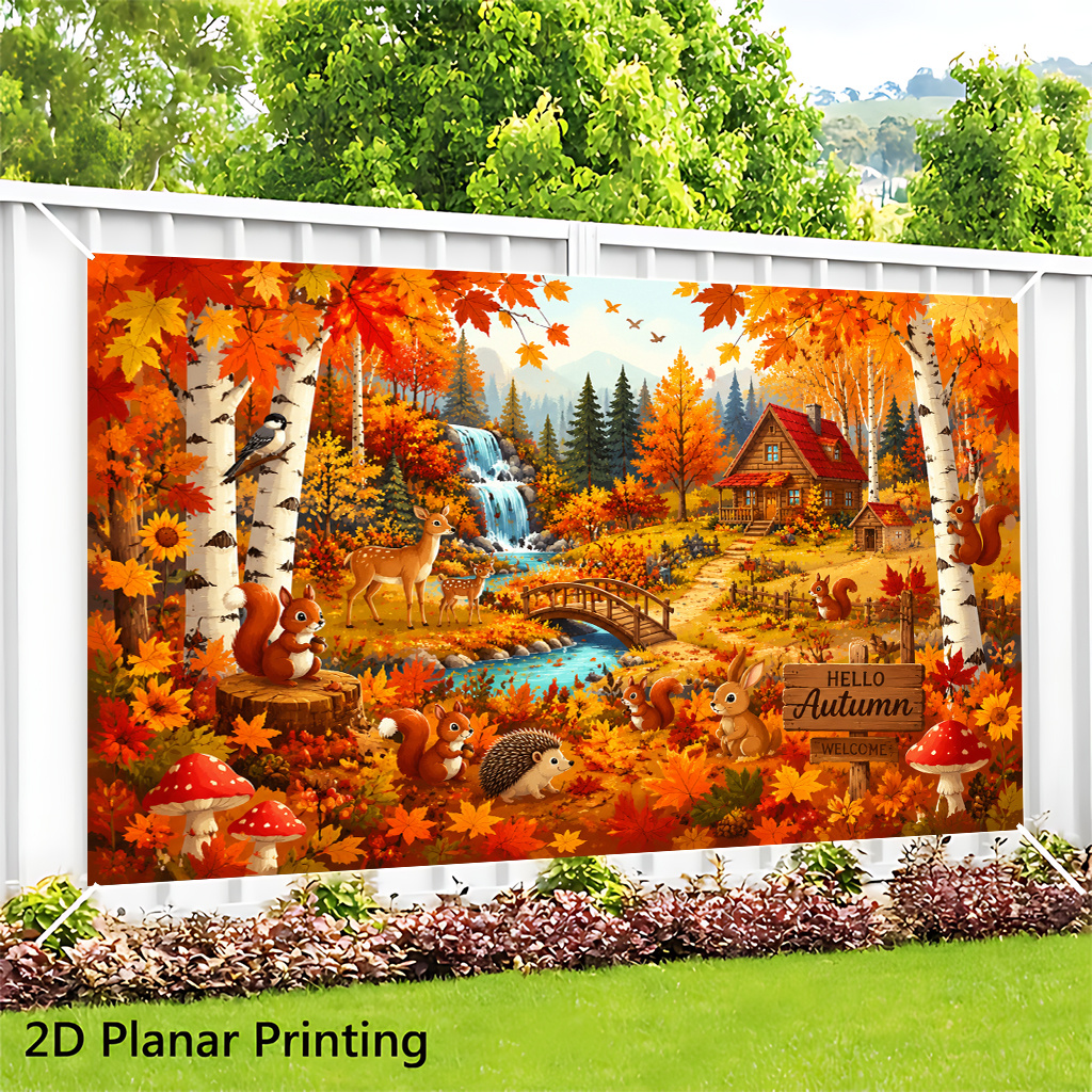 Autumn Forest Animal Village Decorative Backdrop