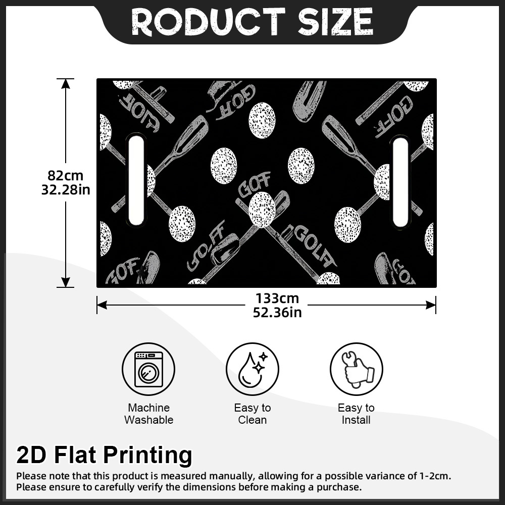 TEMU (2d Flat) 1pc Golf Clubs And Balls Printed Golf Cart Seat Cover, Multi-functional Heat Resistance, Smooth Installation Process, Matches Various