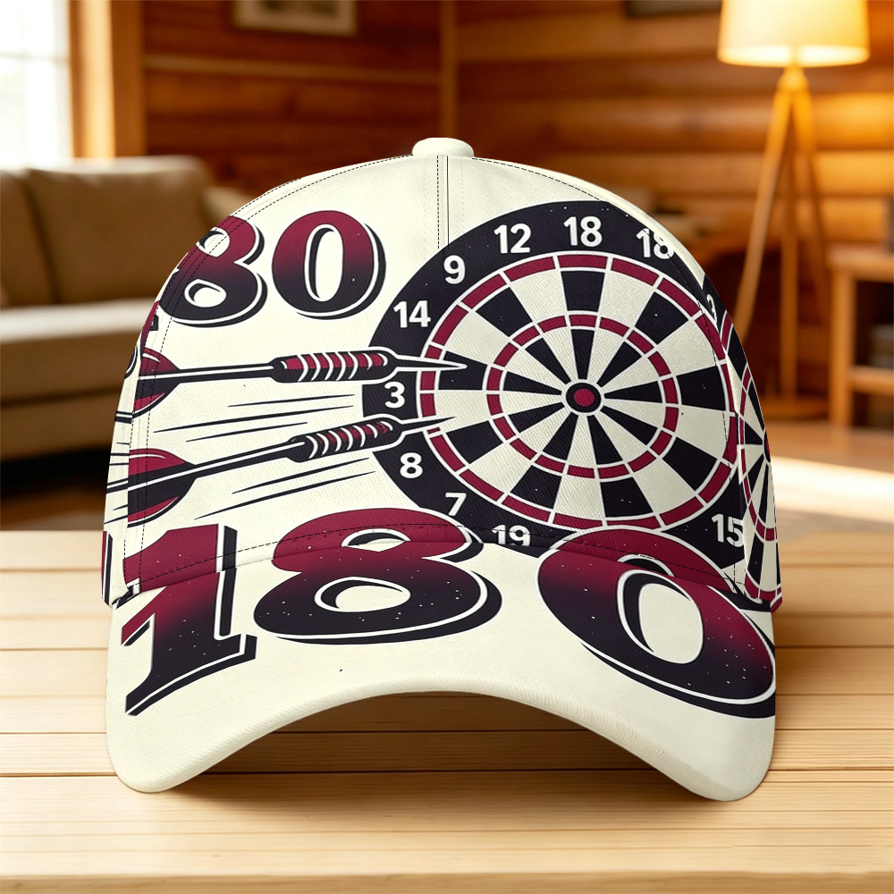 TEMU 1pc, Retro Style Dart And Dartboard 2d Flat Pattern Printed Baseball , Fashionable Trendy Versatile Sunshade Hat, , Lightweight, Ventilated,