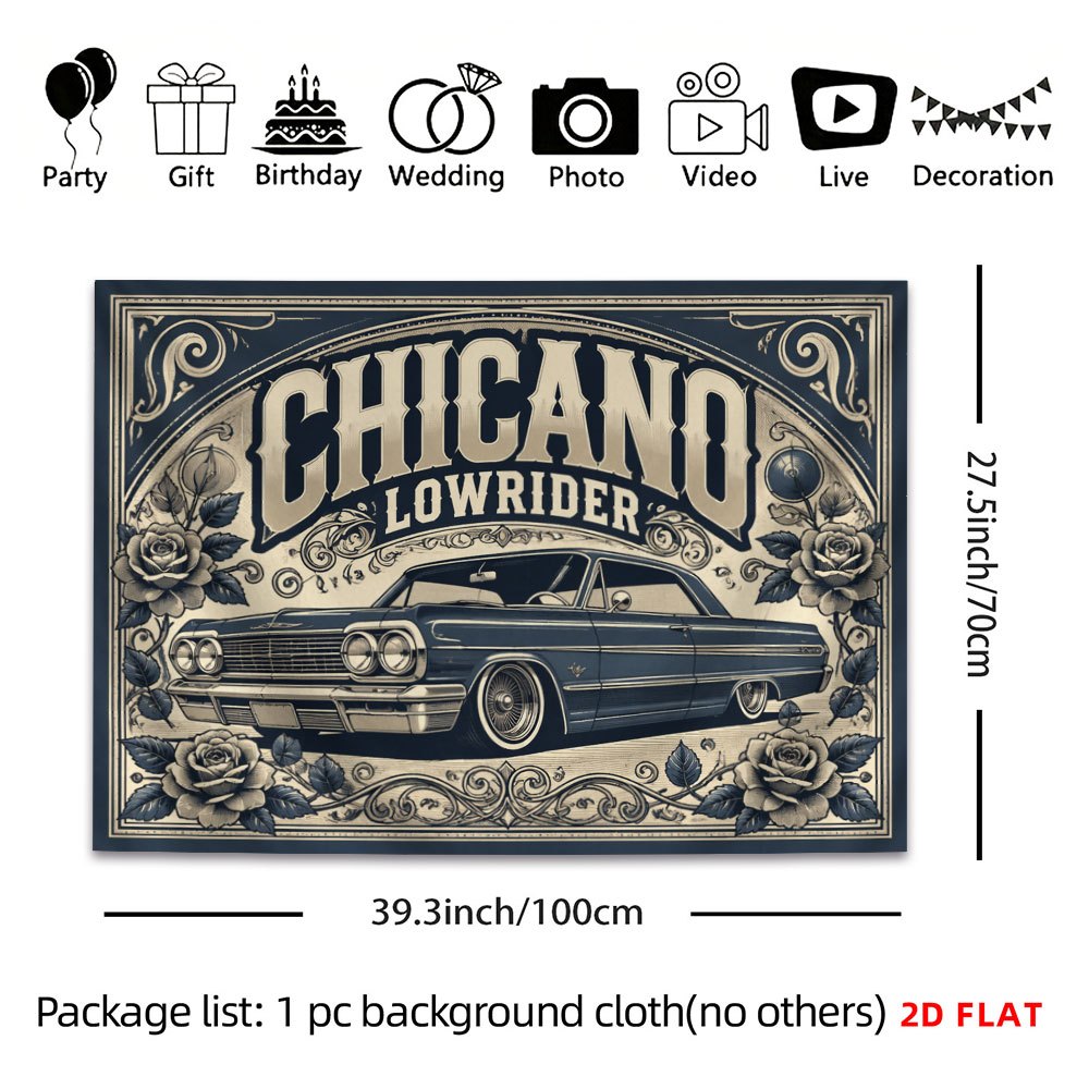 TEMU 1pc Tapestry Classic Lowrider Vintage Car Decorative Artwork