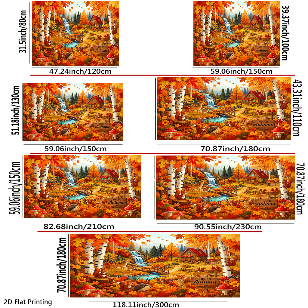 Autumn Forest Animal Village Decorative Backdrop