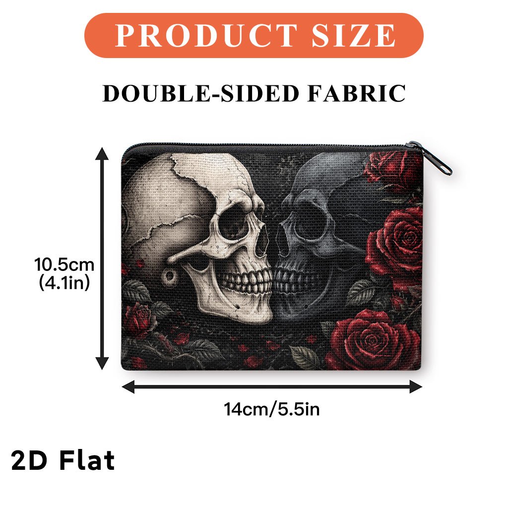 TEMU 2d Flat Coin Purse 1pc, Skulls And Roses , Multifunctional Coin Purse, Combining , Cards, And Keys Into 1 Compact And Stylish Small Wallet With