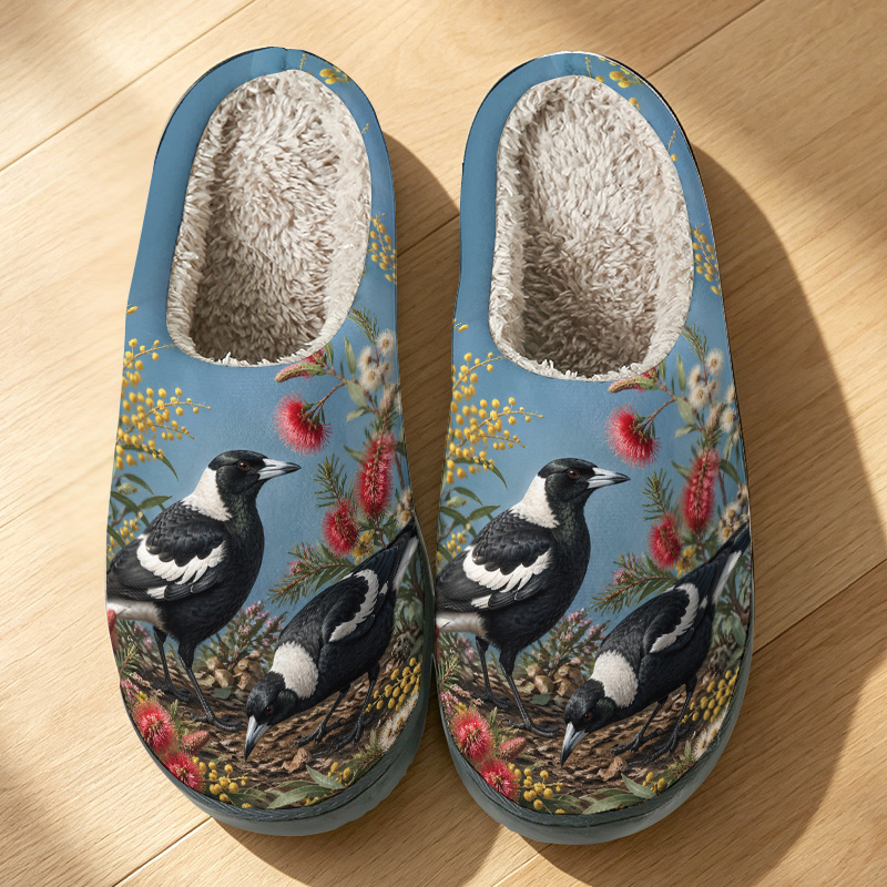 TEMU 1 Pair Australian Themed Slippers, Trendy Soft Slippers With Sole, Warm Comfortable Plush Home Slippers For Women And Men Home Bedroom Indoor