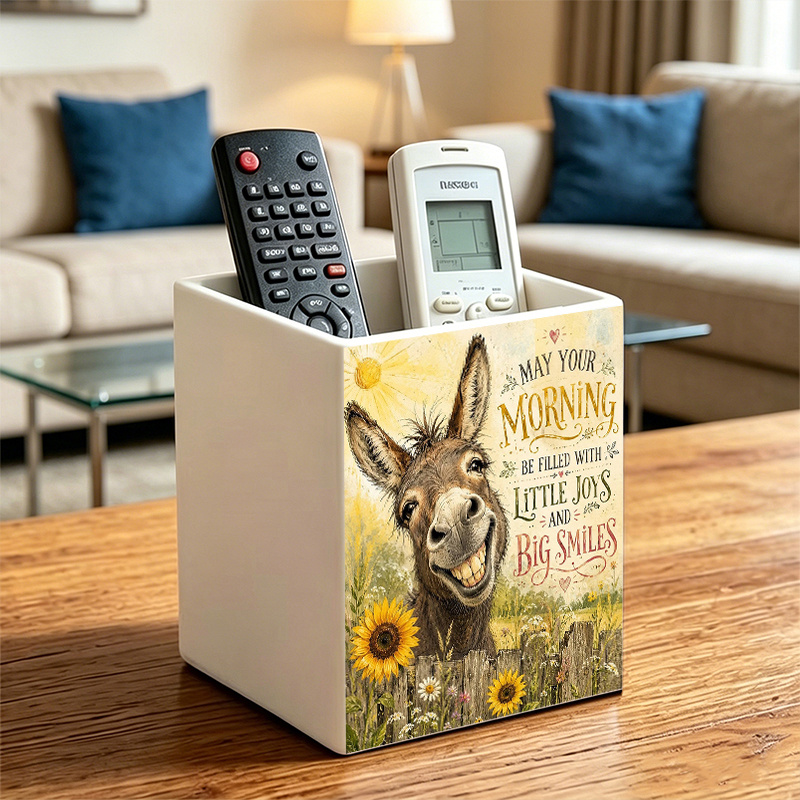 TEMU 1pc Warm Sun Donkey Multifunctional Storage Box, Desktop Organizer, Can Hold Makeup Brushes, Pens, Remote Controls, Tableware, And Small Items,