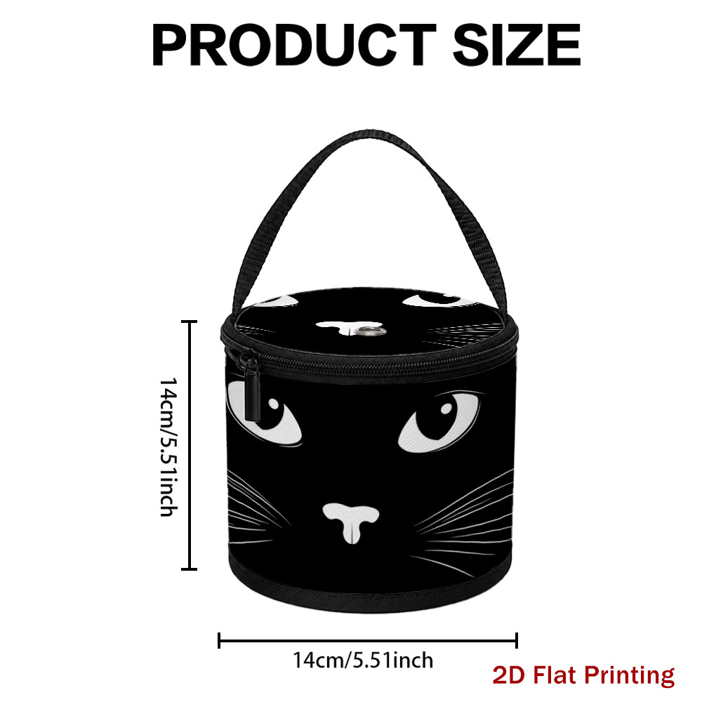 TEMU 1pc Multifunctional Black Cat Face Silhouette Craft Storage Bucket - Yarn Organizer Tote For Knitting Supplies, Portable Holder For Crochet