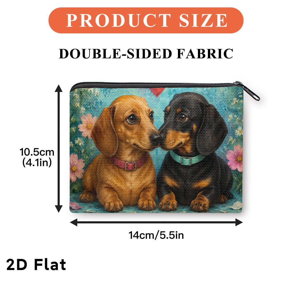 TEMU 2d Flat Coin Purse 1pc, Loving Dachshunds , Multifunctional Coin Purse, Combining , Cards, And Keys Into 1 Compact And Stylish Small Wallet With