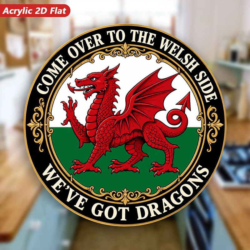 TEMU 1pc Welsh Dragon Magnet Suitable For Home, Fridge & Welsh-themed Decor - Magnetic Welsh Flag Emblem With Welsh Design, Acrylic Refrigerator