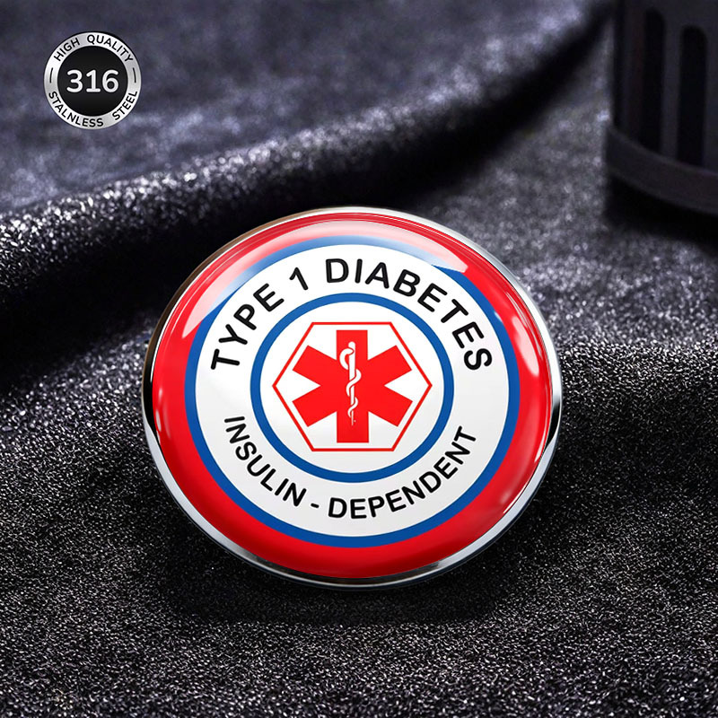 TEMU 2dflat Type 1 Pin, Stainless Steel Emergency Id Badge, Insulin Dependent Safety Accessory, Suitable For Backpacks Clothing Bags, Durable