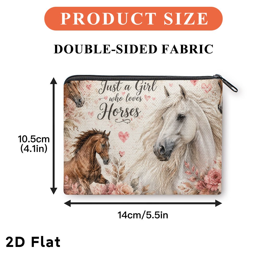 TEMU 1pc Horse & Floral Coin Purse Wallet - Multifunctional Zipper Closure Compact Wallet Suitable For , Cards, Keys Storage, Machine Washable With