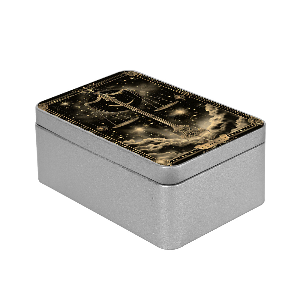 TEMU 1pc Metal Card Storage Box With Mysterious Celestial - Scale Design, Card Holder Tin Case, Small Items Organizer, Ideal For Desk, Bedroom, Game