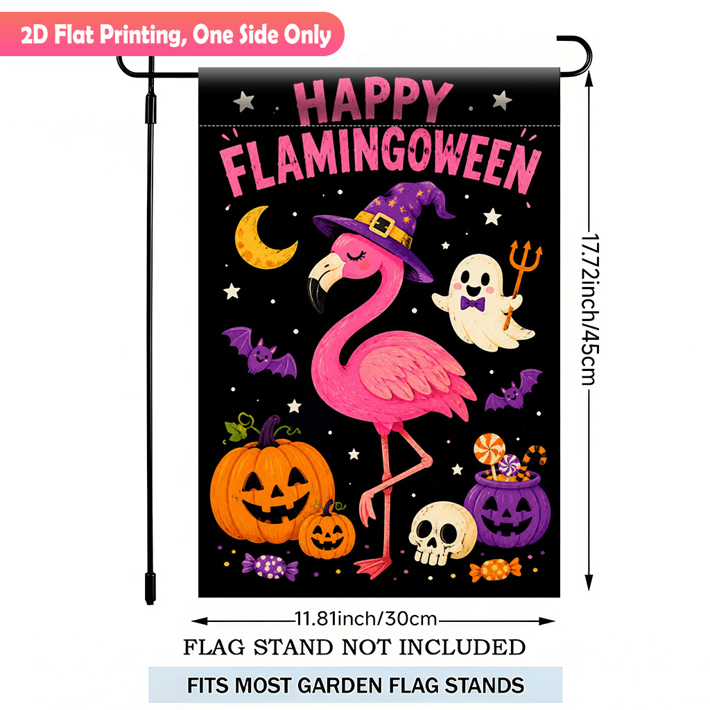 TEMU 2d Flat, 2d Flat Printing Garden Flag 1pc, Halloween Single Sided Polyester Garden Flag, Yard Banner, For Outdoor Home, Seasonal Festival Yard