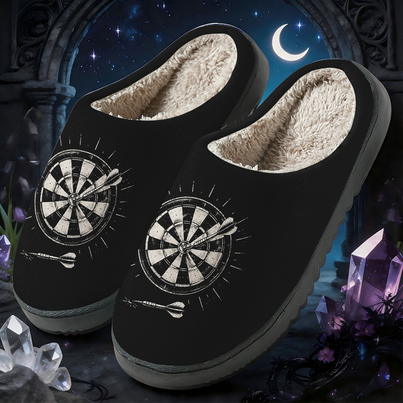 TEMU [comfortable Print Slippers] Sketch Style Dartboard Pattern Unisex Indoor Silent Slippers Print Exquisite Individual Slippers Warm Comfortable