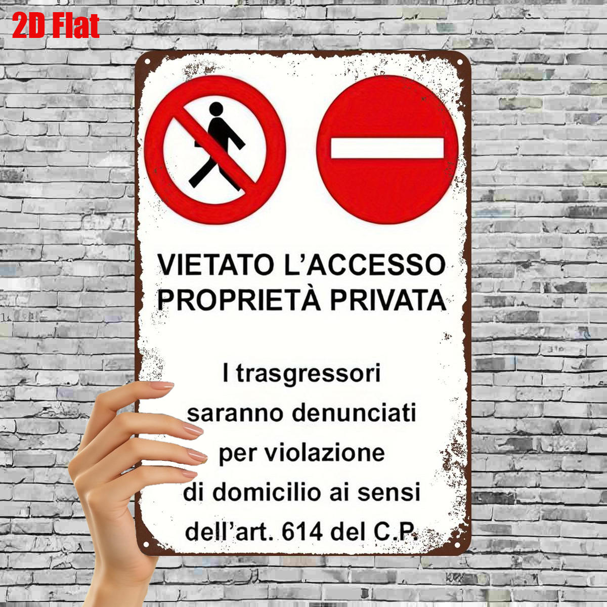 TEMU Targa in metallo 2D piatta 1 pz, " privata - l'" - Targa di avvertimento italiana per e controllo degli accessi, 8 X 12 pollici