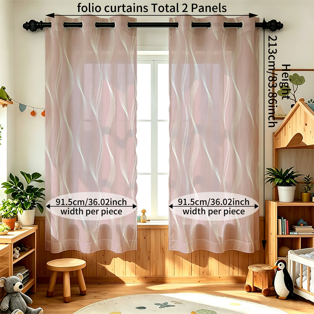 TEMU 2pcs Panel Semi-sheer Window Curtains Suitable For Privacy Protection, Grommet Top Panels With Pink Base & White Print, Filtering Panels For