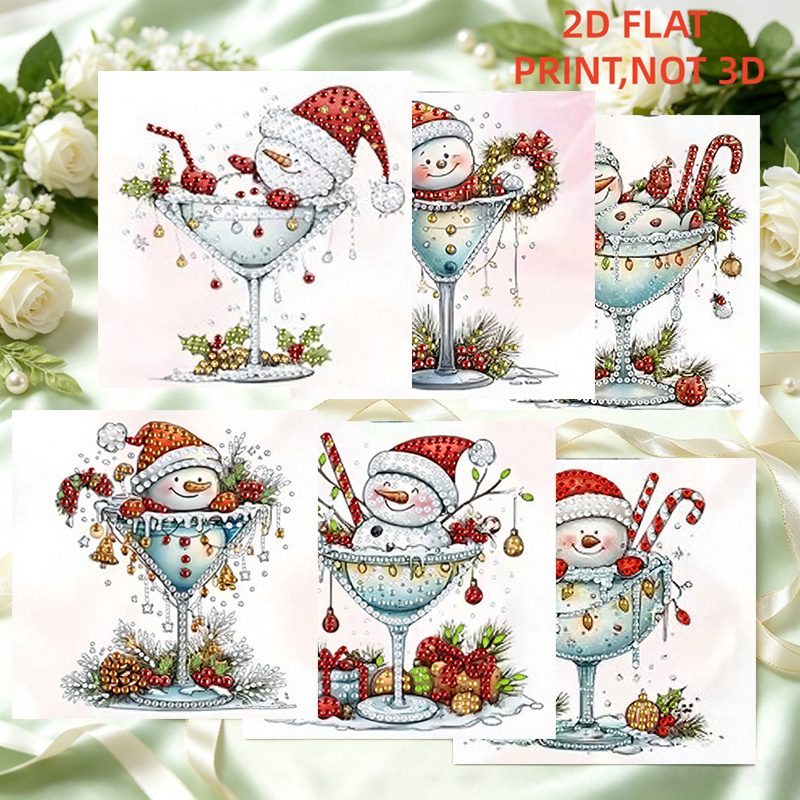 TEMU 6pcs Diamond Painting Set, " In A Christmas Cup" Theme, Greeting Card Set, Crystal Mosaic Art Postcards—for Thanksgiving, Birthdays, Christmas,