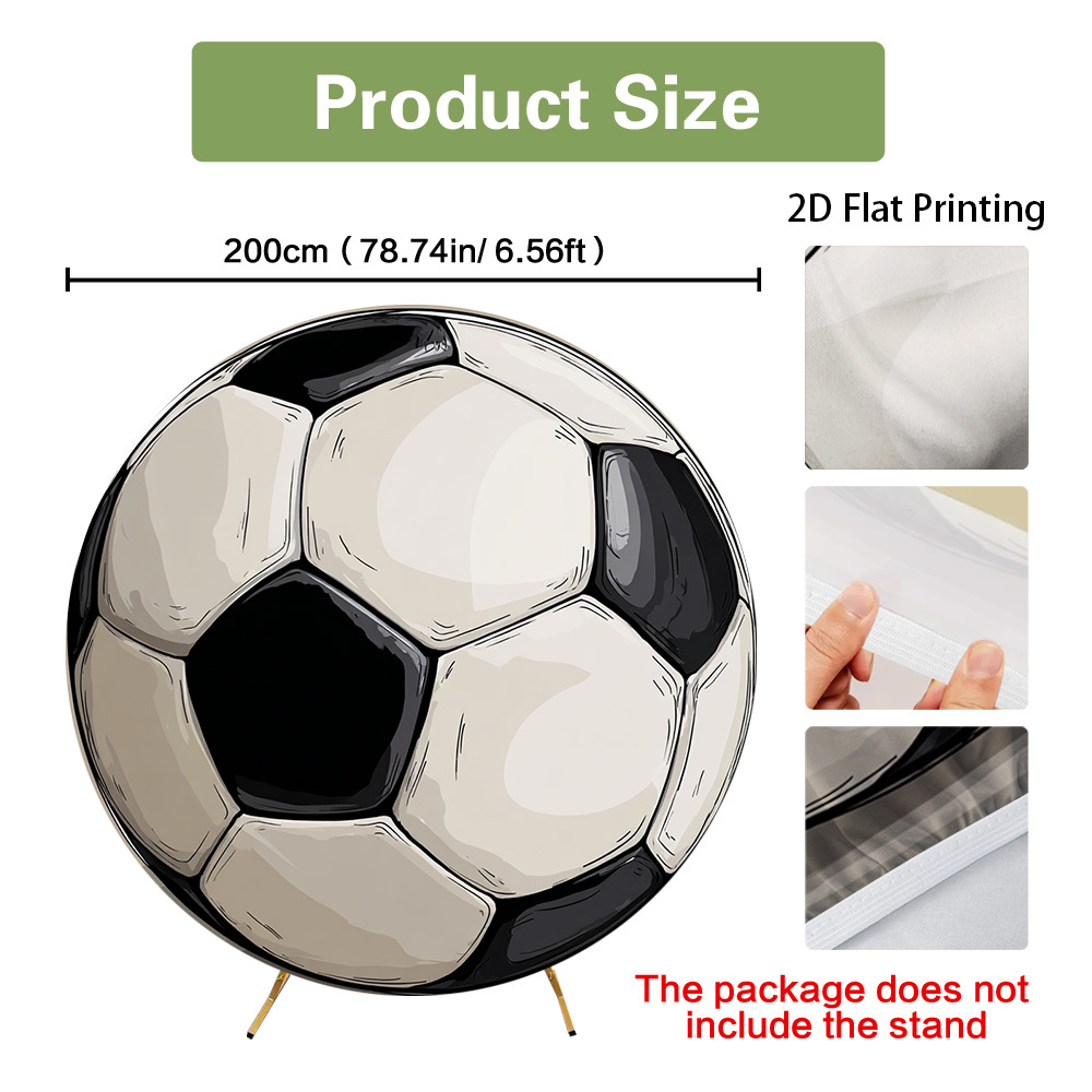 TEMU 2d Flat, 2d Flat - Soccer Event 2026 - 2d Flat, 2d Flat - 2d Flat Printing 1pc Classic Soccer Ball Design Elastic Round Backdrop Cover, Party