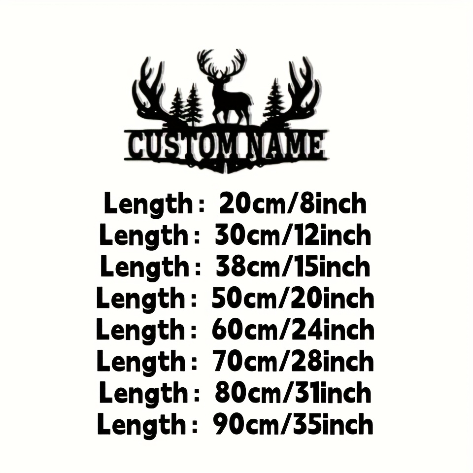 TEMU [2d Flat] Customizable Metal Antler Wall Art - Engrave /text On A Rustic Deer & Welcome Sign, Sturdy Outdoor/housewarming Gift For Hunting
