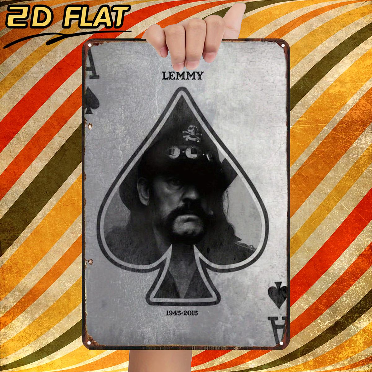 TEMU 2d Flat 1pc, Rip Lemmy: A To The Legend (1945-2015), Metal Iron Sign, Size (8"x12"/20cm X 30cm), Decorative