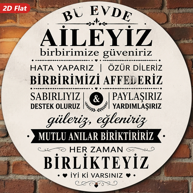 TEMU 2d Flat, 1pc Home Quote Round Wooden Hanging Sign Wall Decor, " A Family In This Home" Quote, Black , Suitable For Studio Bedroom, Round Layout,