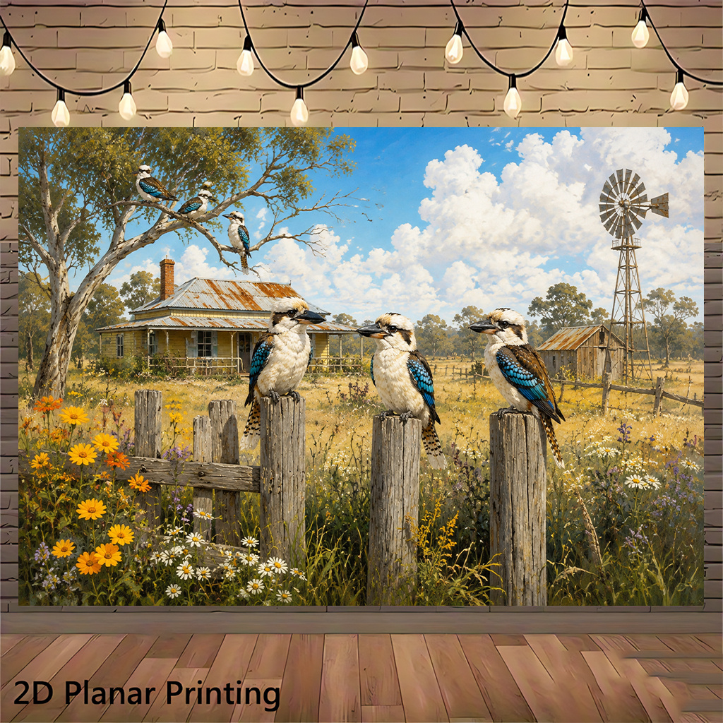 TEMU 2d Flat, 2d Flat Banner 1pc, Cottage Scenery, A Vibrant, Modern-style Banner Suitable For Indoor And Outdoor Home Offices, Anniversaries,