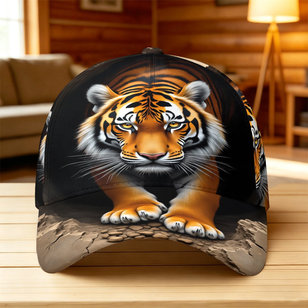 TEMU 1pc, Realistic Style Tiger 2d Flat Pattern Printed Baseball , Fashionable Trendy Versatile Sunshade Hat, , Lightweight, Ventilated, Breathable,