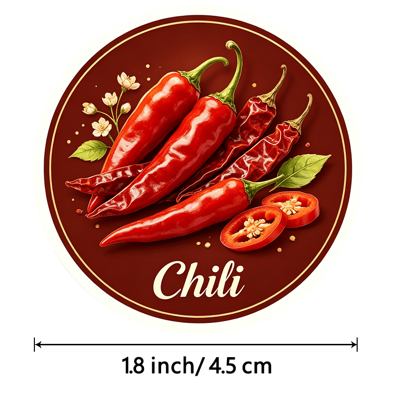 TEMU 48 pegatinas redondas de chile, hoja de chile , , vintage realista, para sellar frascos, bolsas de regalo, sobres, cajas de manualidades,