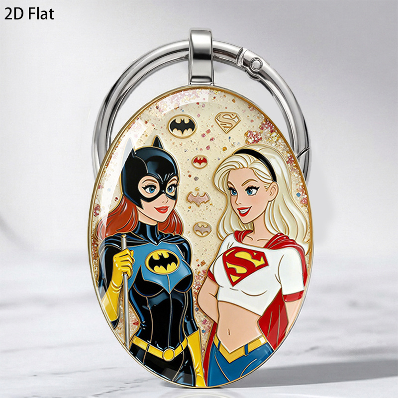 TEMU 2d Flat, 1pc 2d Plane Keychain, Cartoon Style, And , With Heroes' Logos, Showcasing Superheroes' Bright Atmosphere. Multifunctional Product, A